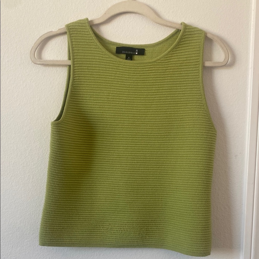 Green Ribbed Women's Top